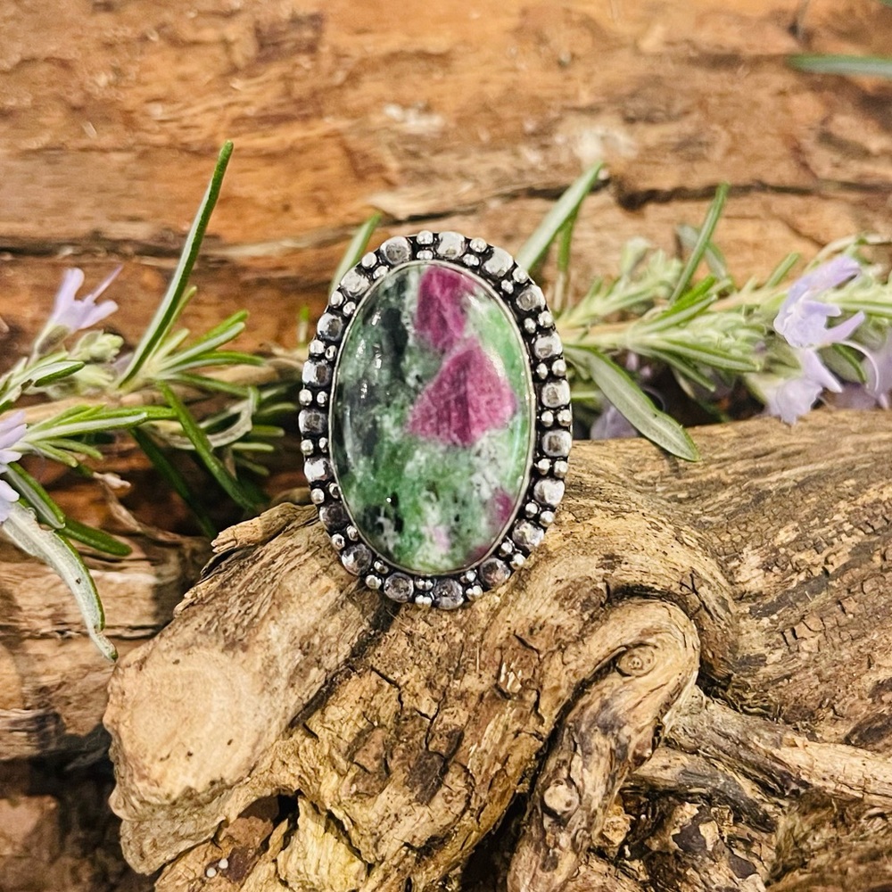 Ruby Zoisite 925 Sterling Silver Ring - image 1